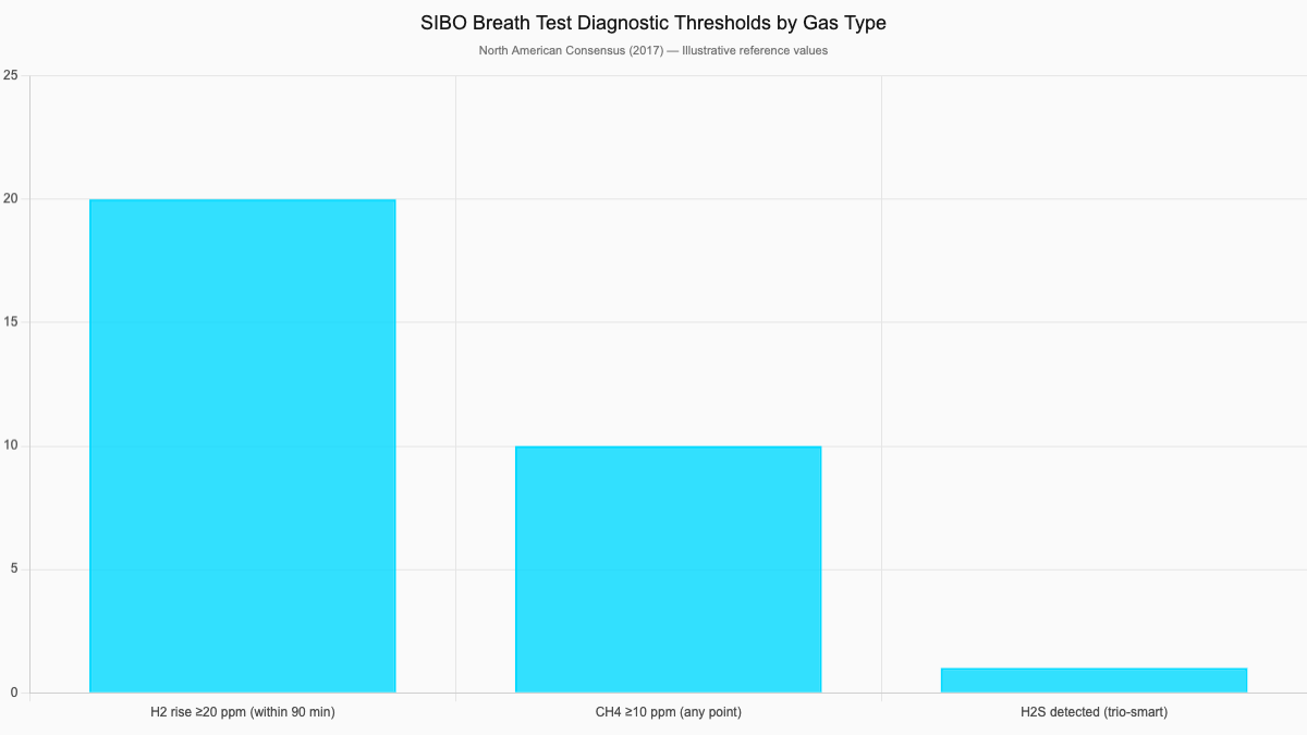 SIBO Breath Test Diagnostic Thresholds by Gas Type