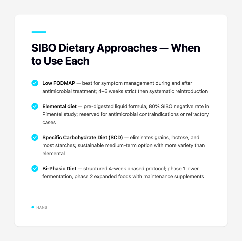 SIBO Dietary Approaches — When to Use Each